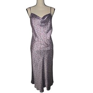 Bebe Floral Slip Dress Midi Cowl Neck Spaghetti Strap 90s Y2K Size Small